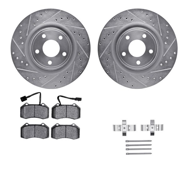 Dynamic Friction Co 7512-47207, Rotors-Drilled and Slotted-Silver w/ 5000 Advanced Brake Pads incl. Hardware, Zinc Coat 7512-47207